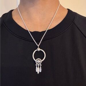 Pandora dreamcatcher charm with O Pendant with classic chain necklace